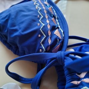 Royal Blue Beaded Bikini Top